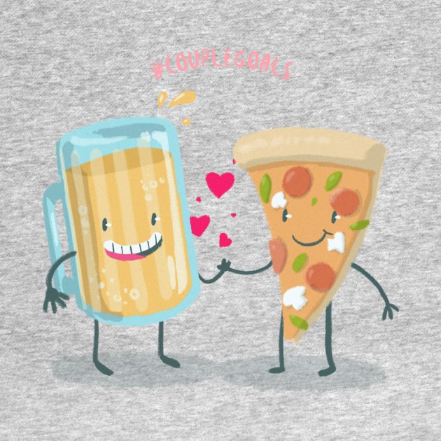 Beer and Pizza - Hashtag Couple Goals by i2studio